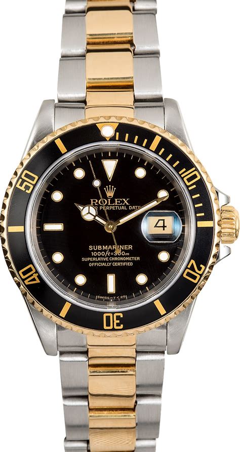 gold rolex submariner black face|Rolex Submariner two tone black.